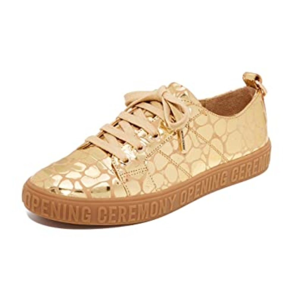 Opening Ceremony Mina Gold Sneakers Women's Crocodile Print, Size EU 36 (Sz 5.5)